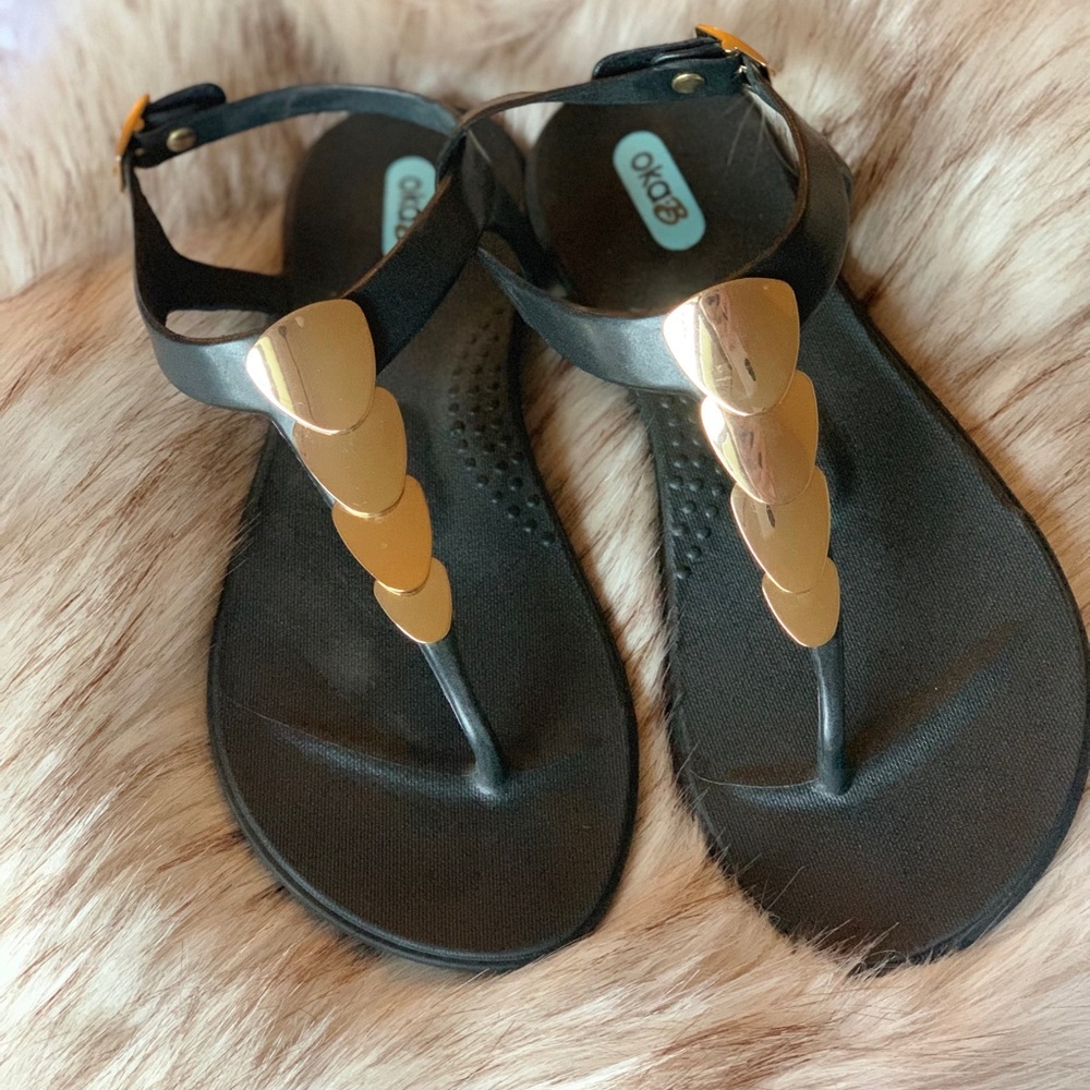 Black/Gold Oka-B Sandals